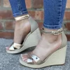 Flag Metallic High Wedge Espadrilles