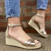 Flag Metallic Mid Wedge Espadrilles