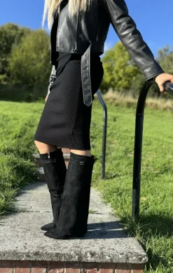 Knee High Folded Over Block Heel