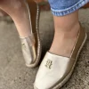 TH Logo Metallic Leather Espadrilles